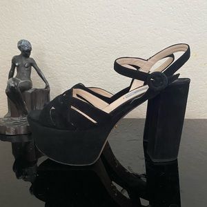 Prada black suede platform sandals 37.5